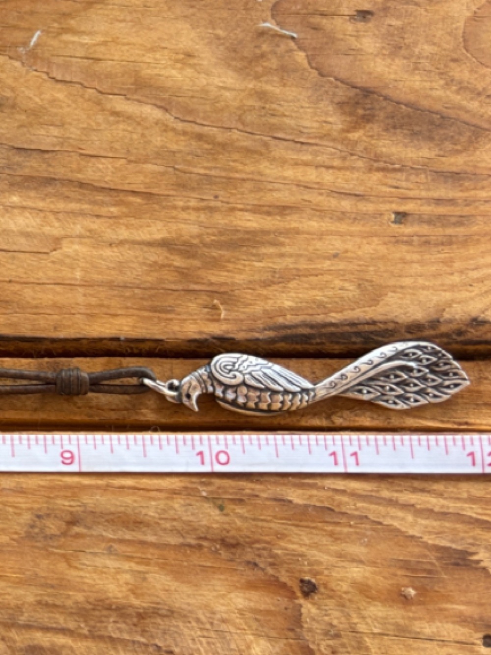 James Avery RETIRED Sterling Silver Majestic Peacock & Brown Leather cord. - Picture 4 of 5
